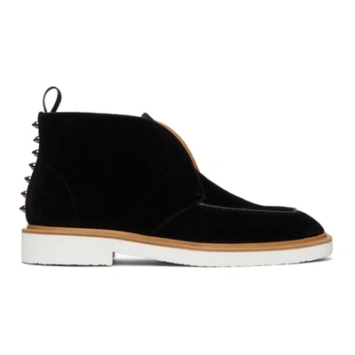 Christian Louboutin Citycrepe Spike Slip-on Chukka Boot In Black/ Black Gun