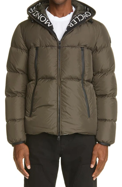 Moncler Montcla Quilted Down Puffer Jacket In Khaki Green