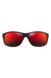 Maui Jim Kaiwi Channel 62mm Rectangular Polarized Sunglasses In Burgundy Stripe/ Hawaii Lava