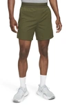 Nike Pro Dri-fit Hybrid Athletic Shorts In Rough Green/black