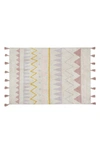 Lorena Canals Geometric Tassel Rug In Azteca Natural-vintage Nude