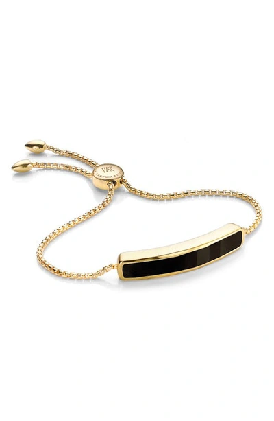 Monica Vinader Engravable Baja Stone Bracelet In Yellow Gold/ Black Onyx