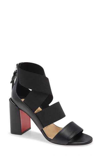 Christian Louboutin Patrouille Leather Strappy Red Sole High-heel Sandals In Black