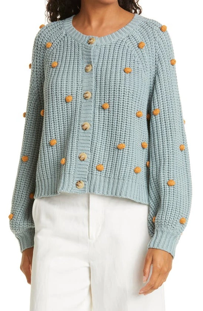 The Great The Bobble Sophomore Cotton Blend Cardigan In Dusty Blue With