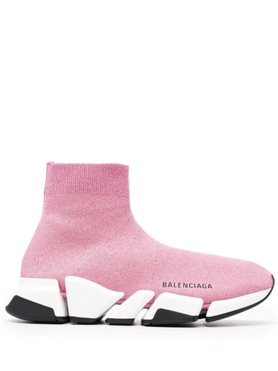 Balenciaga Women's Speed 2.0 Knit High Top Sock Sneakers In Pink & Purple