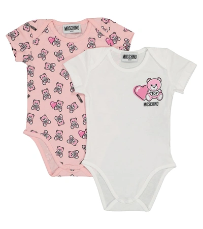 Moschino Baby Set Of Two Cotton Bodysuits In Pink