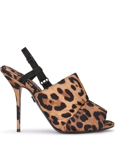 Dolce & Gabbana Quilted Leopard-print Nylon Sandals In Braun