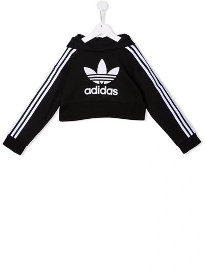 Adidas Originals Teen Logo-print Cotton Hoodie In Nero