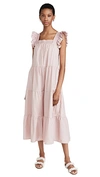 English Factory Ruffle Detail Midi Dress In Dust Pink