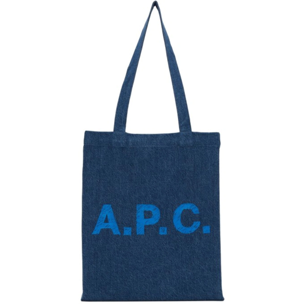 Apc Logo-print Denim Tote Bag In Blue | ModeSens