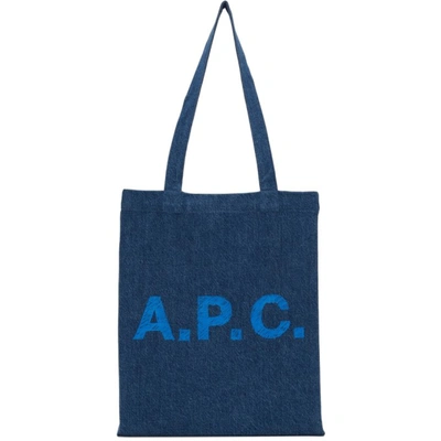Apc Logo-print Denim Tote Bag In Blue