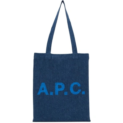 Apc Logo-print Denim Tote Bag In Blue | ModeSens