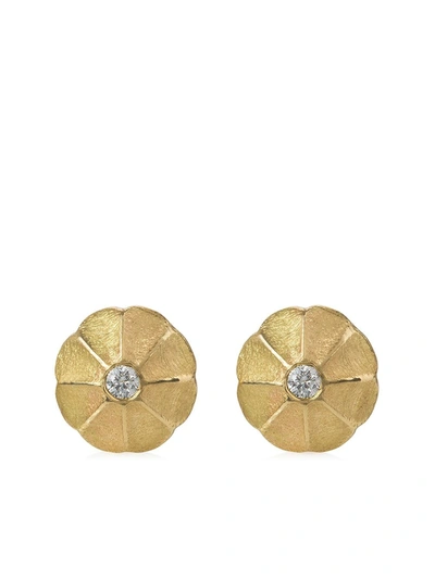 Flora Bhattachary 14kt Recycled Yellow Gold Padma Diamond Stud Earrings