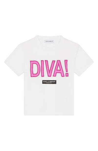 Dolce & Gabbana Babies' Diva Appliqué Graphic Tee In White Prnt