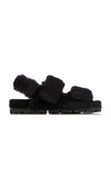 Prada Shearling Cozy Sporty Slingback Sandals In Black