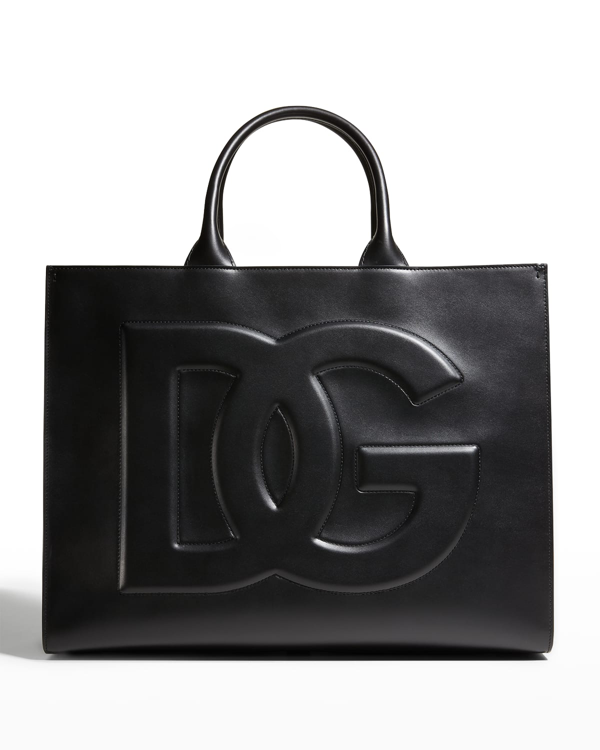 Dolce & Gabbana Beatrice Calfskin Dg Logo Tote Bag In Black | ModeSens