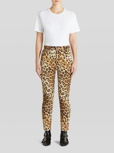 Etro Leopard Print Jeans In Beige
