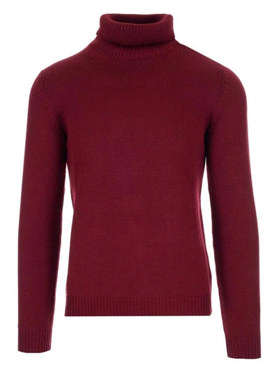 Roberto Collina Turtleneck Sweater In Burgundy In Red
