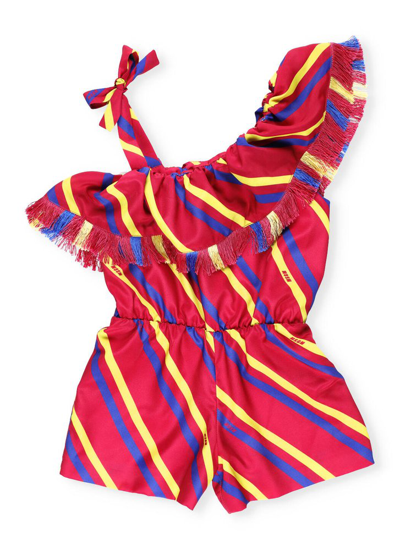 Msgm Babies'  Kids Ruffled Striped Playsuit In Multi