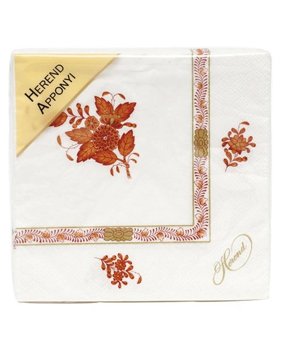 Herend Chinese Bouquet Rust Paper Napkins, Set Of 20