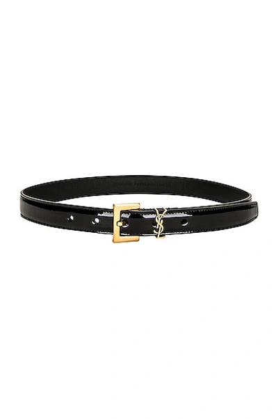 Saint Laurent Ysl Monogram Leather Belt In Black