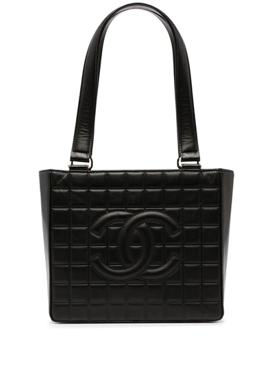 Pre-owned Chanel 2003 Cc Choco Bar Tote Bag In Black