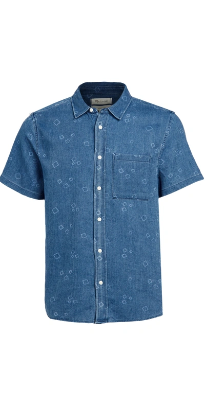 Madewell Perfect Slim Fit Mini Square Short Sleeve Button-up Shirt In Indigo