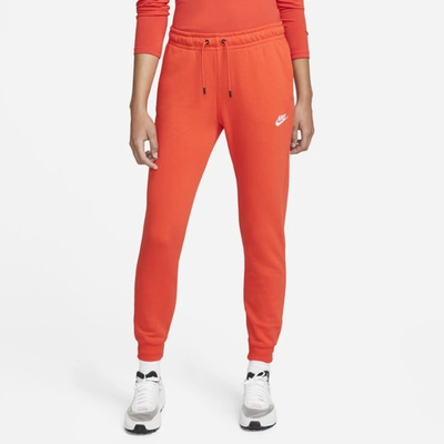 Nike Sportswear Essential Women's Fleece Pants In Chile Red,white