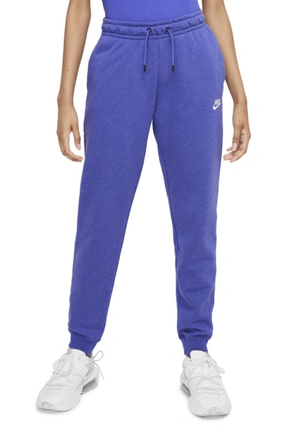 Nike Sportswear Essential Women's Fleece Pants In Lapis/ Heather/ White