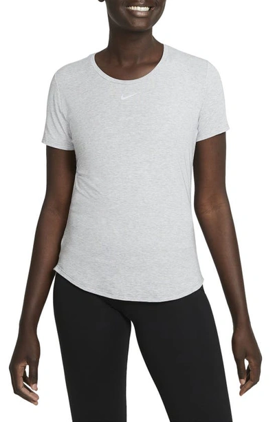 Nike Women's Dri-fit Uv One Luxe Standard Fit Short-sleeve Top In Particle Grey/ Heather