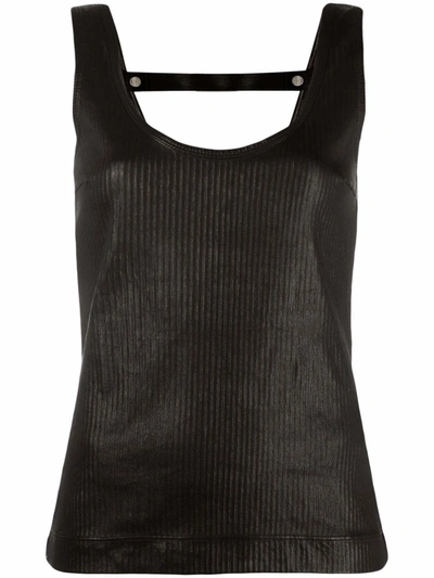 Givenchy Paneled Ribbed Leather And Cotton-blend Jersey Tank In Black