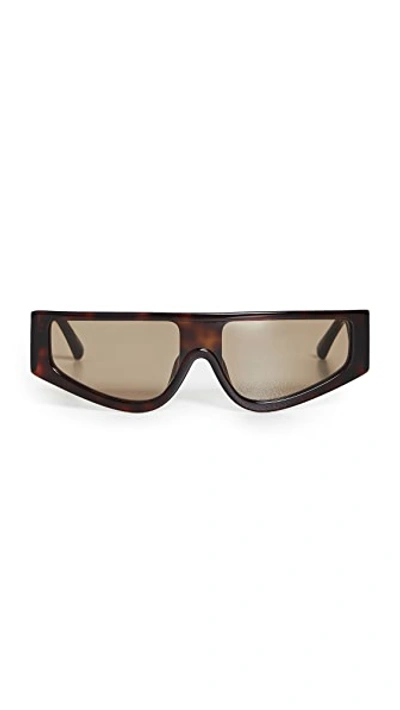 Linda Farrow Luxe X Magda Shield Sunglasses In Tort Shell/yellow Gld/brown