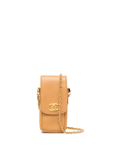 Pre-owned Chanel 1995 Cc Turnlock Mini Bag In Brown