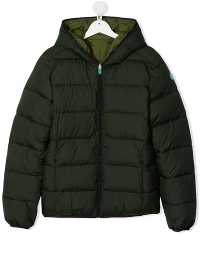 Save The Duck Kids' Tom Reversible Puffer Jacket Pine Green In 녹색