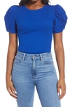 1.state Puff Sleeve Rib Knit T-shirt In Cobalt Sea