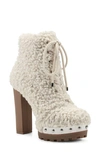 Jessica Simpson Women's Irella High Heeled Platform Lace Up Lug Sole Booties Women's Shoes In Natural