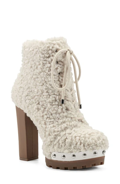 Jessica Simpson Women's Irella High Heeled Platform Lace Up Lug Sole Booties Women's Shoes In Natural