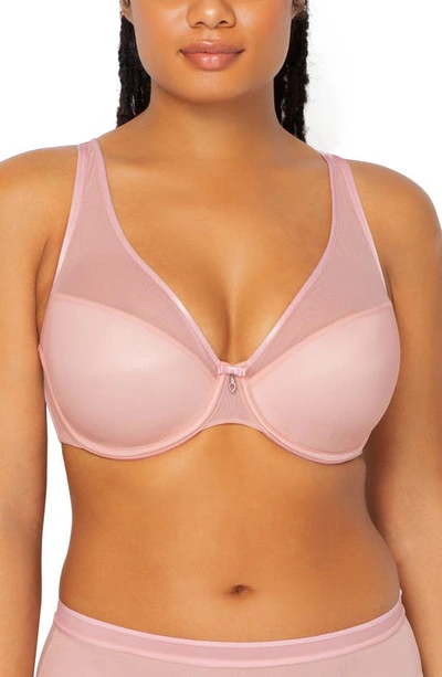 Curvy Couture Underwire Plunge Bra In Blushing Rose