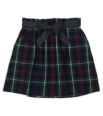 Polo Ralph Lauren Kids' Belted Checked Cotton Twill Skirt In Purple/ Green