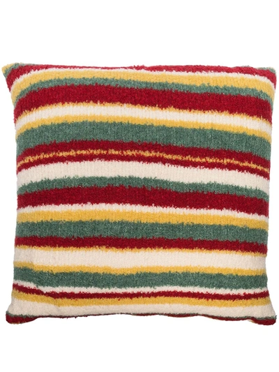 The Elder Statesman Mismatched Stripe Cashmere Pillow Cover In Yellow