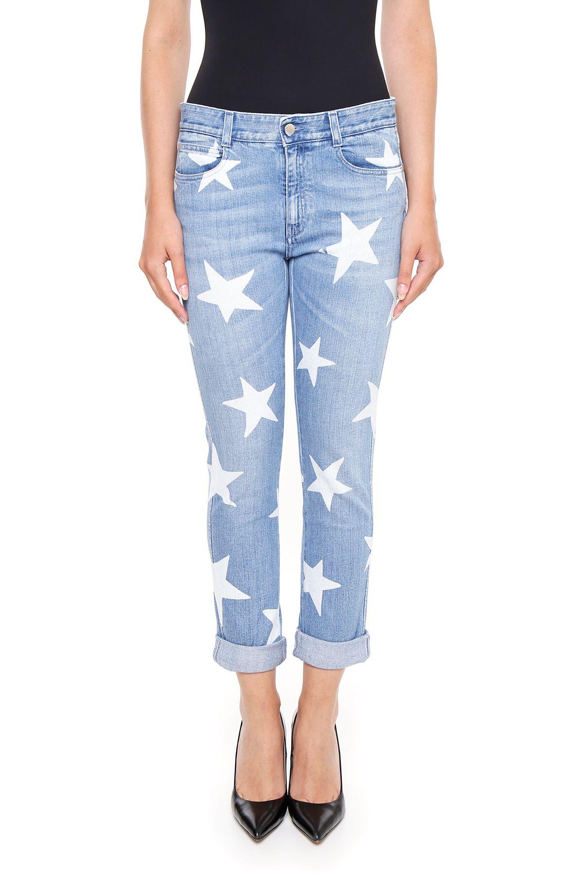 Stella Mccartney Organic White Star Jeans In Pale Blueblu | ModeSens
