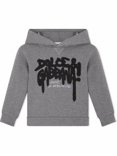 Dolce & Gabbana Kids Cotton Graffiti Hoodie (2-6 Years) In Grey
