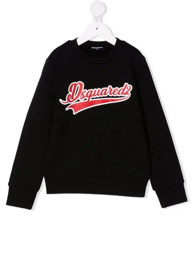 Dsquared2 Teen Logo-print Cotton Sweatshirt In Black