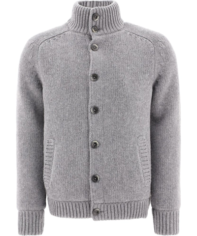 Herno Button-down Knit Cardigan In Grey