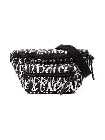 Dolce & Gabbana Little Kid's & Kid's Marsupio Logo Graffiti Belt Bag In Black