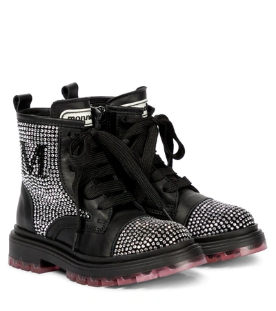 Monnalisa Kids' Stud-embellished Ankle Boots In 黑色