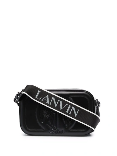 Lanvin Embossed-logo Leather Crossbody Bag In Black