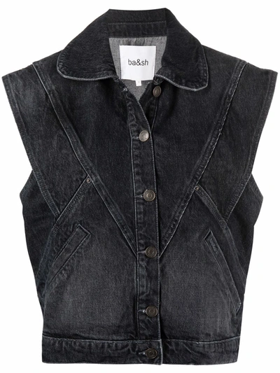 Ba&sh Max Denim Vest In Blackstone