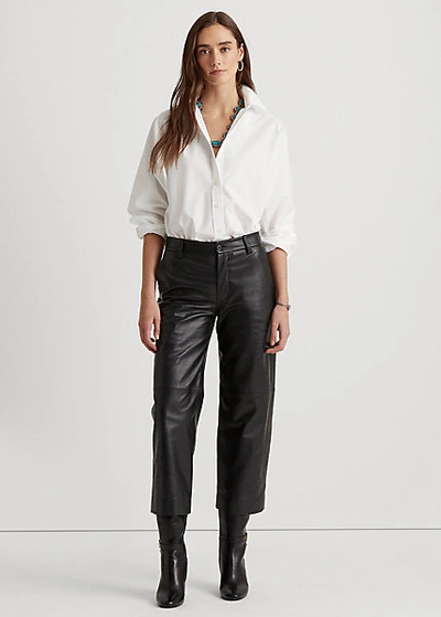 Lauren Ralph Lauren Cropped Wide-leg Leather Pant In Polo Black