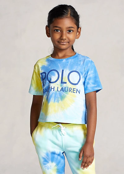 Polo Ralph Lauren Kids' Toddler Girls Tie-dye Cotton Jersey Cropped T-shirt In Tie Dye Swirl
